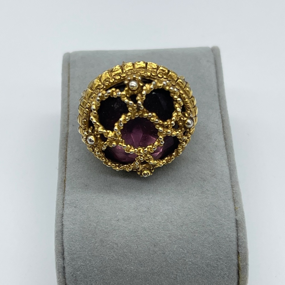 1970's Vintage Florenza Amethyst Ring Signed - Rare